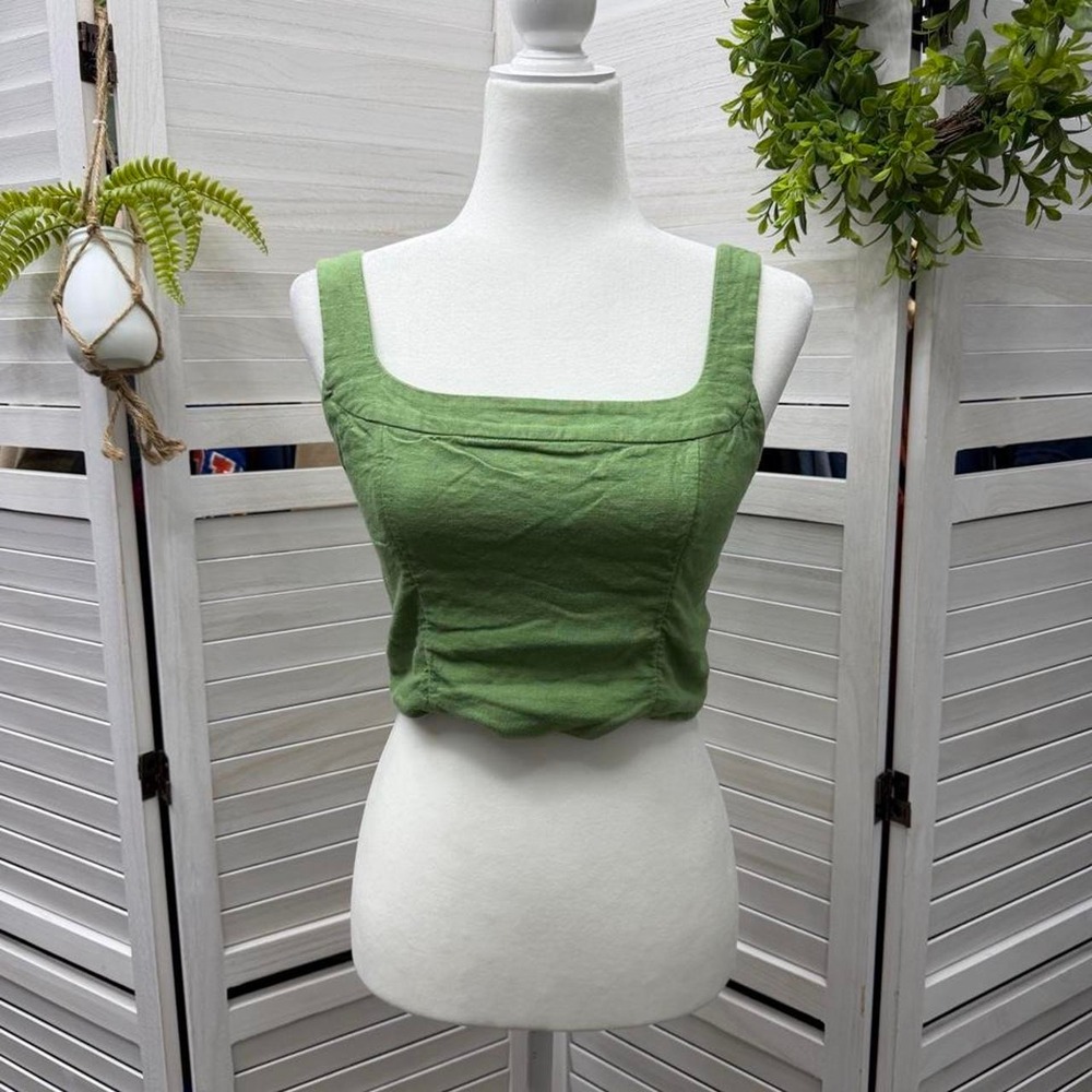 Y2K Abercrombie‎ & Fitch green square neck crop top